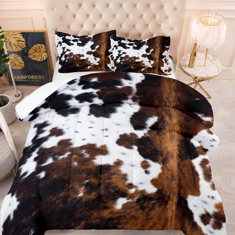 Aarenza cow print duvet cover set with soft, lightweight fabric and fun black and white cow pattern for bedroom decor.