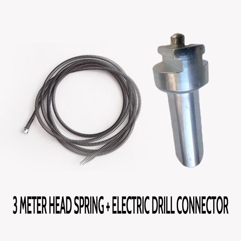 Arenzza electric drain dredging spring with flexible cable and handle for easy unclogging of household drains.