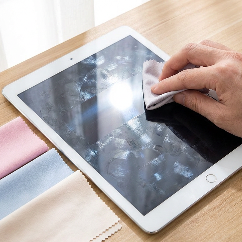 Arenzza microfiber suede-like cleaning cloth for screens and lenses, soft, durable, and ideal for delicate electronic surfaces.