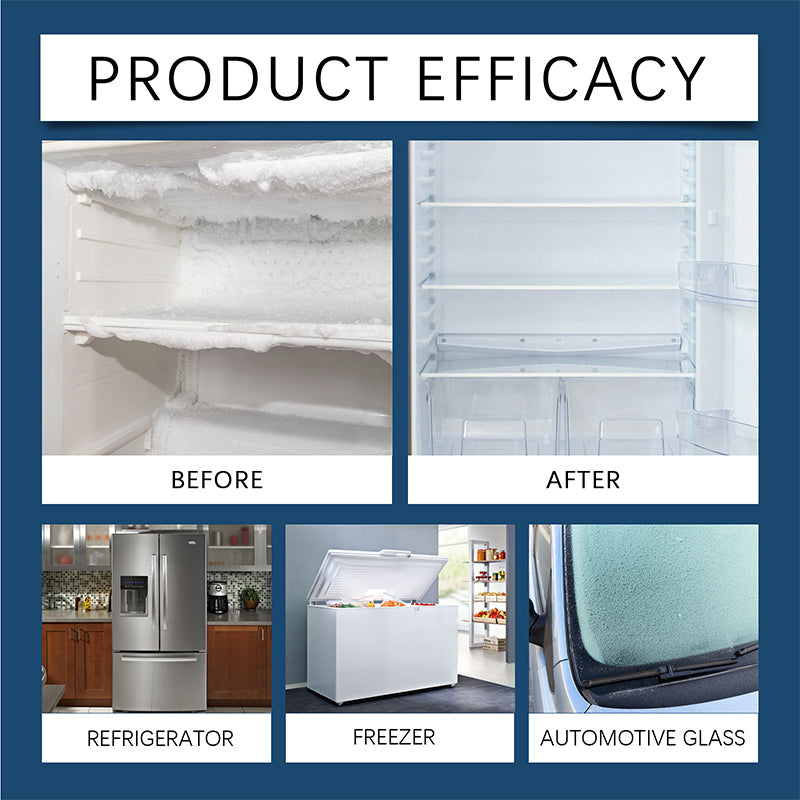 Arenzza refrigerator defrosting deicing agent in a container, used for efficient and convenient kitchen appliance maintenance.