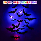 Aarenza Halloween 3D Bat LED Wall Light decor, black bat design, ideal for spooky houseware and kitchen Halloween decorations.