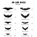 Arenzza Halloween 3D Bat LED wall light decor featuring a black bat silhouette on a white wall, perfect for spooky home decoration.