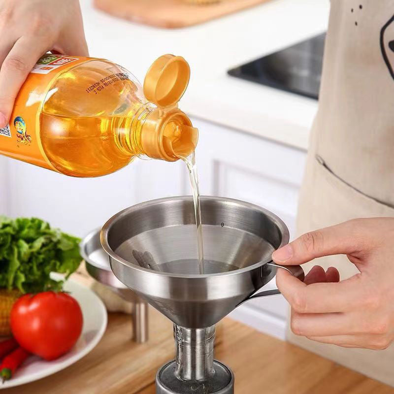 Arenzza stainless steel filter funnel with a wide mouth and handle, designed for kitchen and houseware use.