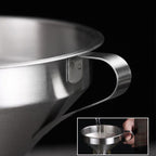 Aarenza stainless steel filter funnel for kitchen use, with a wide mouth and spout, ideal for pouring liquids and filtering ingredients.