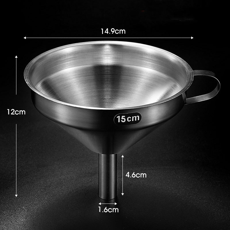 Arenzza stainless steel filter funnel for kitchen use, with a wide mouth and durable construction, suitable for pouring liquids and filtering.