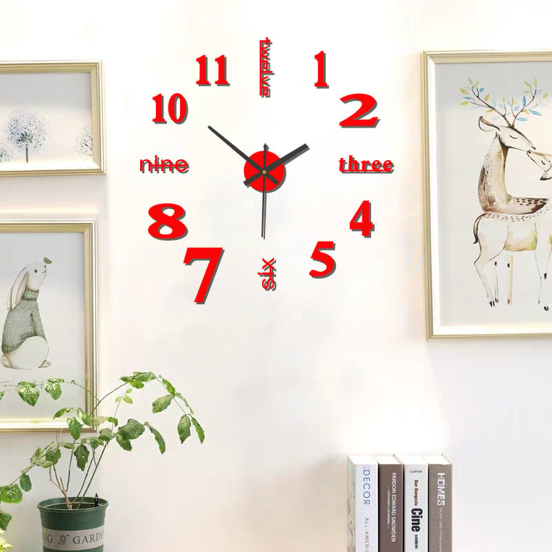 Arenzza 3D wall decal decorative clock for home decor, featuring a stylish, modern design with bold numbers and a sleek finish.