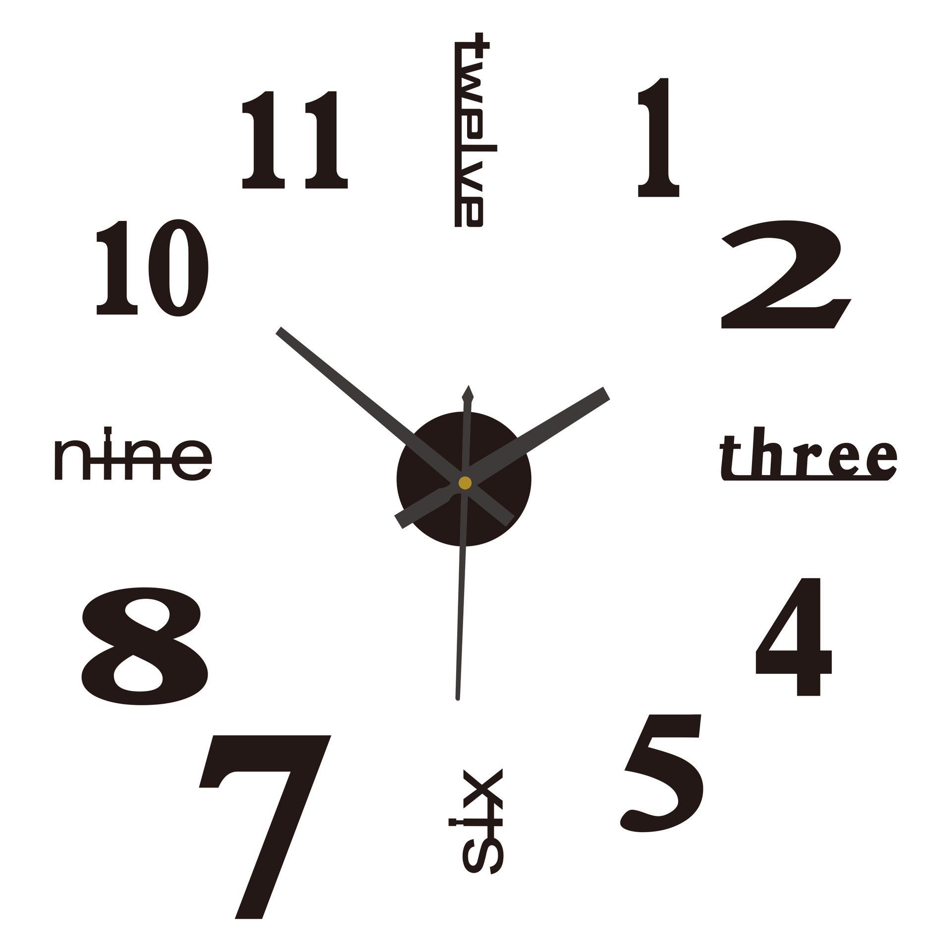 Aarenza 3D wall decal decorative clock for home decor, featuring a modern design suitable for living rooms or kitchens.