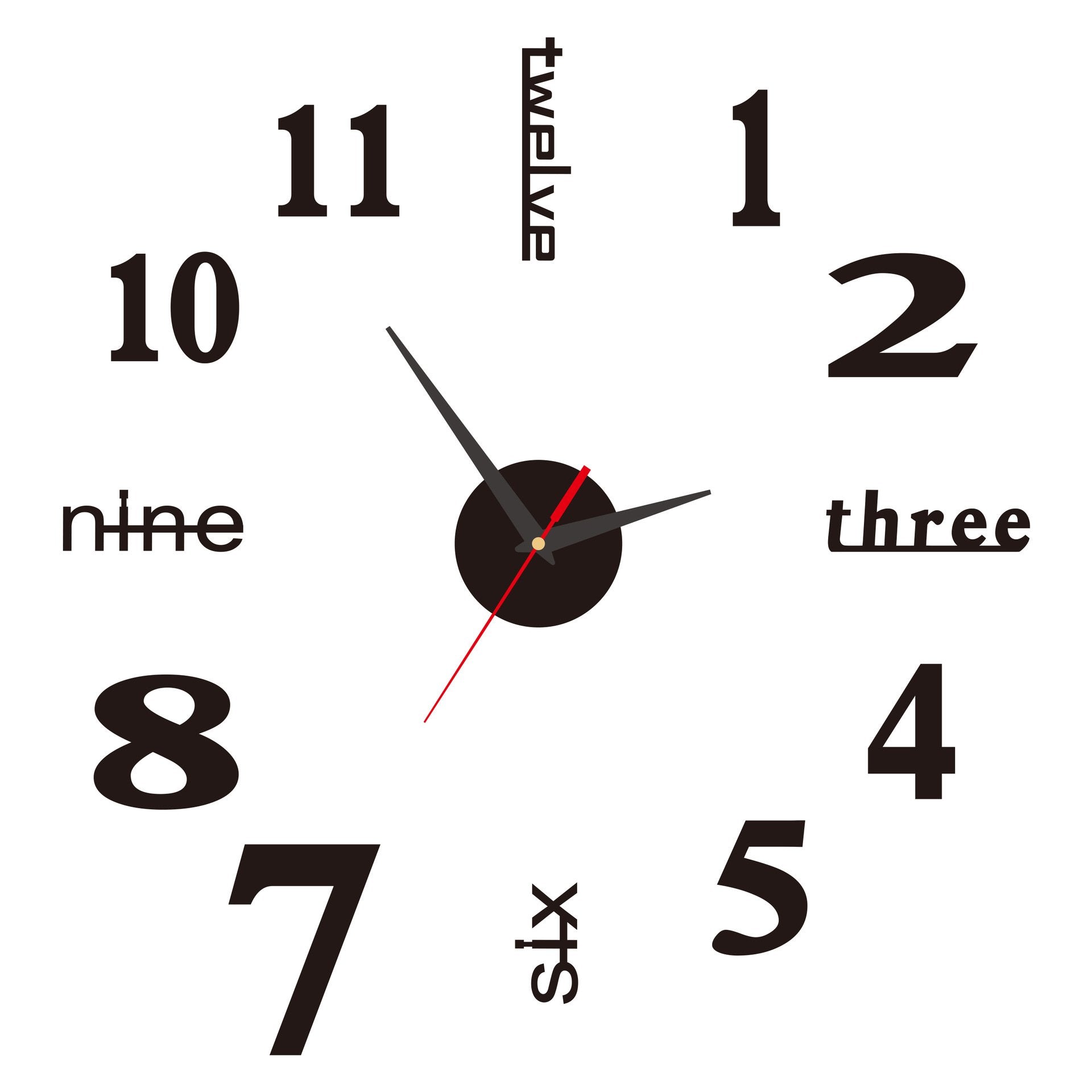 Arenzza 3D wall decal decorative clock with modern design, featuring a stylish clock face and 3D elements for home decor.