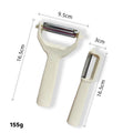 Arenzza 2-in-1 dual-head peeler and shredder for kitchen use, featuring stainless steel blades and ergonomic handle.