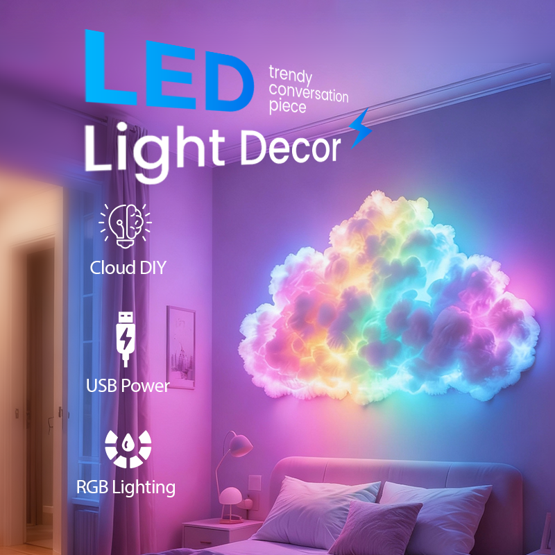 A USB-powered thundercloud LED light decor by Arenzza, featuring a cloud-shaped design with LED illumination for home or kitchen decor.