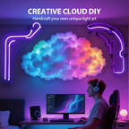 A USB-powered Thundercloud LED light decor by Arenzza, showcasing a cloud-shaped light with integrated LEDs, perfect for home decor.