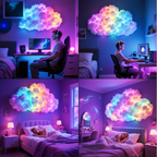 A USB-powered thundercloud LED light decor by Arenzza, featuring a cloud-shaped design with glowing LED lights for home or kitchen decor.