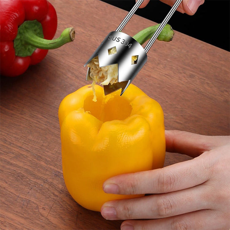 Arenzza universal stainless steel fruit core remover with ergonomic handle for easy core removal from apples and pears.
