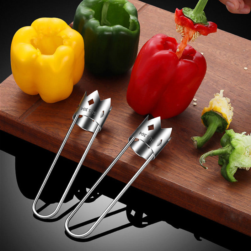 Arenzza stainless steel fruit core remover tool for kitchen, designed to easily remove core from apples and other fruits.