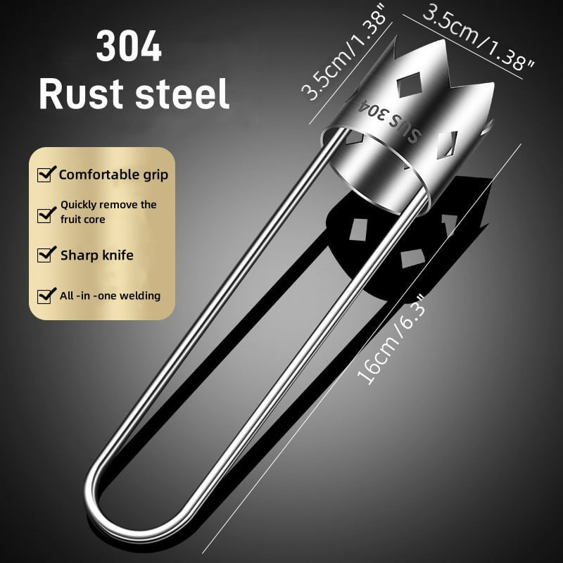 Arenzza Universal Stainless Steel Fruit Core Remover placed on a kitchen countertop, designed for easy core removal of fruits.