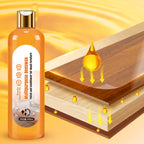 Arenzza multipurpose beeswax polish and conditioner for wood furniture, showing a jar of beeswax polish on a wooden surface.