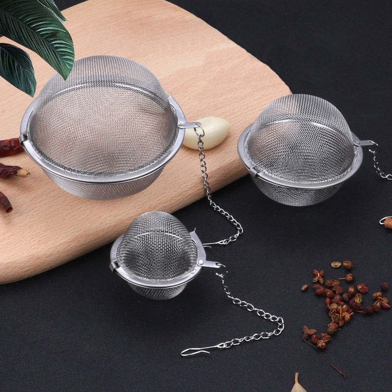 Arenzza 304 stainless steel spice and tea filters, set of 3, with fine mesh for kitchen tea and spice brewing.