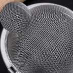 Arenzza 304 stainless steel spice and tea filter set with three mesh filters for kitchen use, showing the fine mesh and circular design.