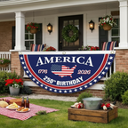 Arenzza USA anniversary fan flag featuring red, white, and blue stripes with stars, designed for houseware and kitchen display.