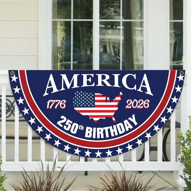 Arenzza 250th Anniversary USA flag fan with red, white, and blue stripes and stars, perfect for houseware or kitchen decor.