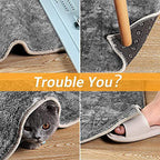 Heart-shaped Arenzza reusable non-slip rug grippers on a rug to prevent slipping in the house and kitchen.