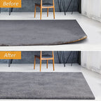 Heart-shaped Arenzza reusable non-slip rug grippers for houseware and kitchen, shown securing a rug on the floor.