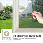 Arenzza privacy window film on a glass window showcasing one-way privacy, UV protection, and easy application for houseware and kitchen use.