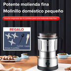Arenzza multifunctional electric grinder for coffee, spices, and herbs, with a sleek black design and stainless steel grinding chamber.