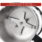 Arenzza electric grinder for coffee, spices, and herbs with a sleek black design, showing the grinding chamber and lid.