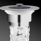 Arenzza pop-up sink drain stopper with strainer for kitchen sinks, metal design with handle for easy opening and closing.