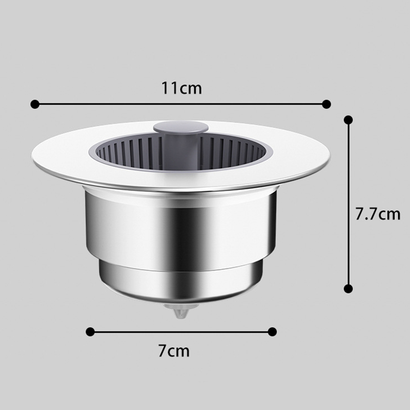 Arenzza pop-up sink drain stopper with strainer, kitchen houseware fixture, shown in a close-up with metal finish and functional design.