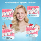 Arenzza dental floss with a 0.1mm ultra-fine tip for precise flossing, shown in a close-up of the flossing tool.