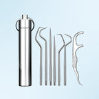Arenzza dental floss with a 0.1mm ultra-fine tip for precise flossing, shown with sleek packaging and close-up of the floss tip.