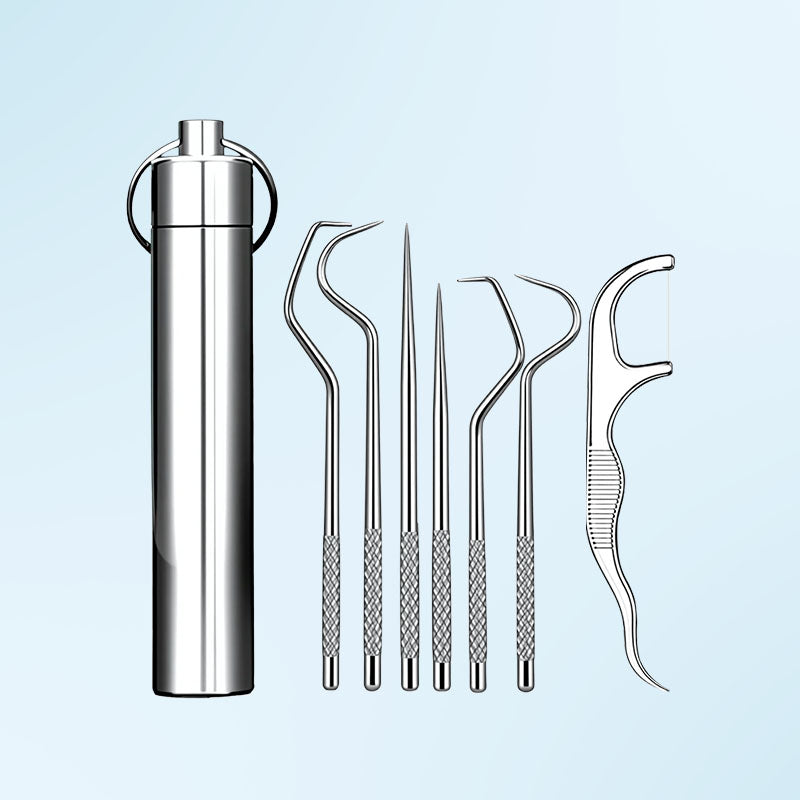 Arenzza dental floss with a 0.1mm ultra-fine tip for precise flossing, shown with sleek packaging and close-up of the floss tip.