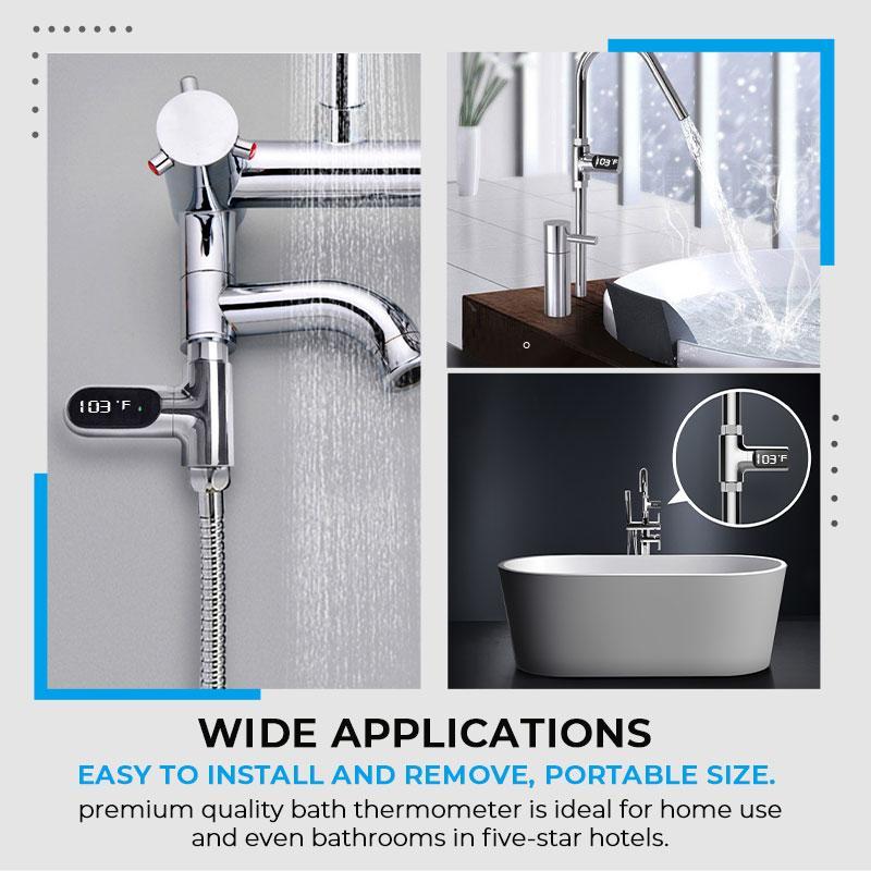 Arenzza Safe & Cozy Shower Thermometer displaying temperature readings on a sleek, digital houseware and kitchen device.