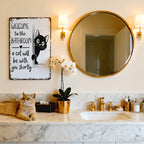 Cute cat bathroom decor sign by Arenzza, featuring a charming feline design for houseware and kitchen decor.