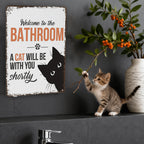 A cute cat-themed bathroom decor sign from Arenzza, featuring playful cat illustrations and stylish houseware design.