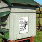 A cute cat-themed bathroom decor sign from Arenzza, featuring playful cat illustrations and decorative houseware design.