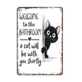 Cute Cat bathroom decor sign by Arenzza, houseware and kitchen accessory with a charming feline design for bathroom decor.