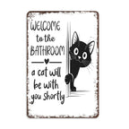 Cute Cat bathroom decor sign by Arenzza, houseware and kitchen accessory with a charming feline design for bathroom decor.