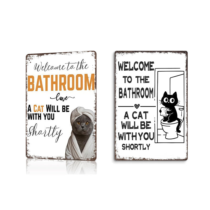 Aarenza cute cat bathroom decor sign, houseware and kitchen item with a playful cat design, ideal for bathroom decoration.