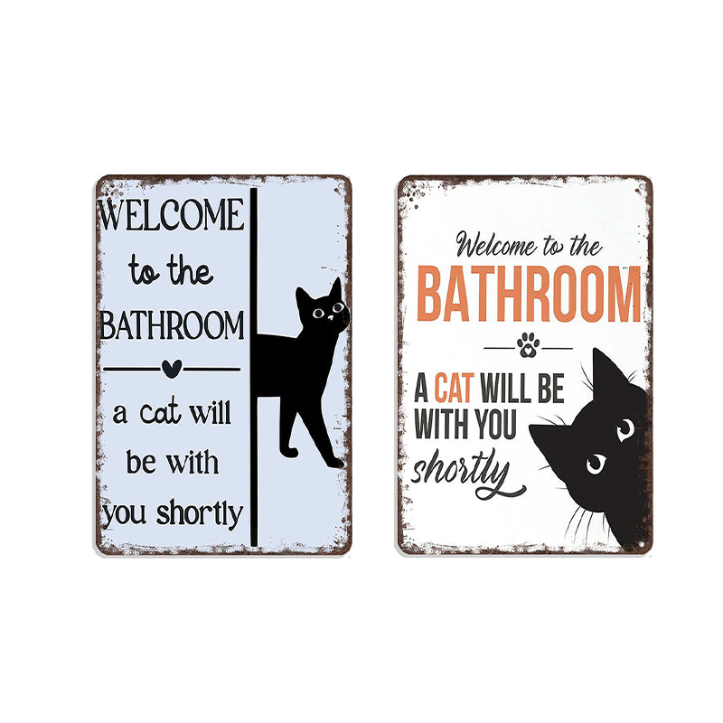 Cute Cat Bathroom Decor Sign by Arenzza, houseware and kitchen accessory with a playful cat design for bathroom decor.