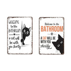 A cute cat bathroom decor sign by Arenzza, featuring playful feline graphics, perfect for kitchen or houseware decoration.