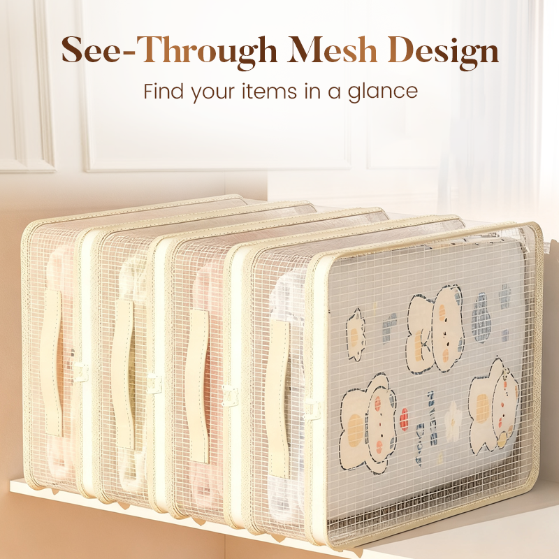 Aarenza see-through closet organizer storage bags for houseware and kitchen, transparent fabric with zipper closure.