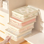 A clear Arenzza see-through closet organizer storage bag with zipper, perfect for clothes or bedding, dust-proof and transparent.