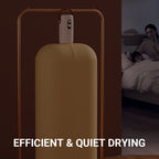 A mini portable foldable clothes dryer by Arenzza, showing compact design with drying racks and control panel for household use.