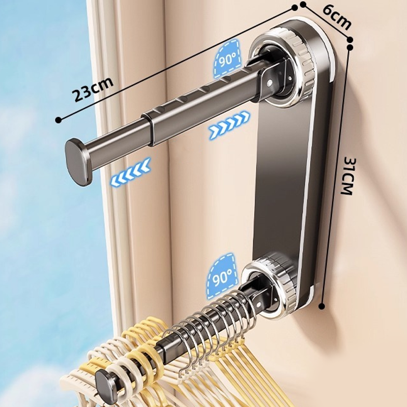 Arenzza foldable telescopic suction-cup hanger rack on a kitchen wall, showing its compact, adjustable design for houseware organization.