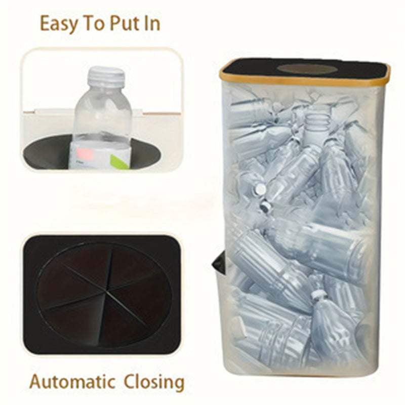 Arenzza foldable recycling bin with lid for kitchen and home, showcasing its compact, collapsible design and sturdy construction.