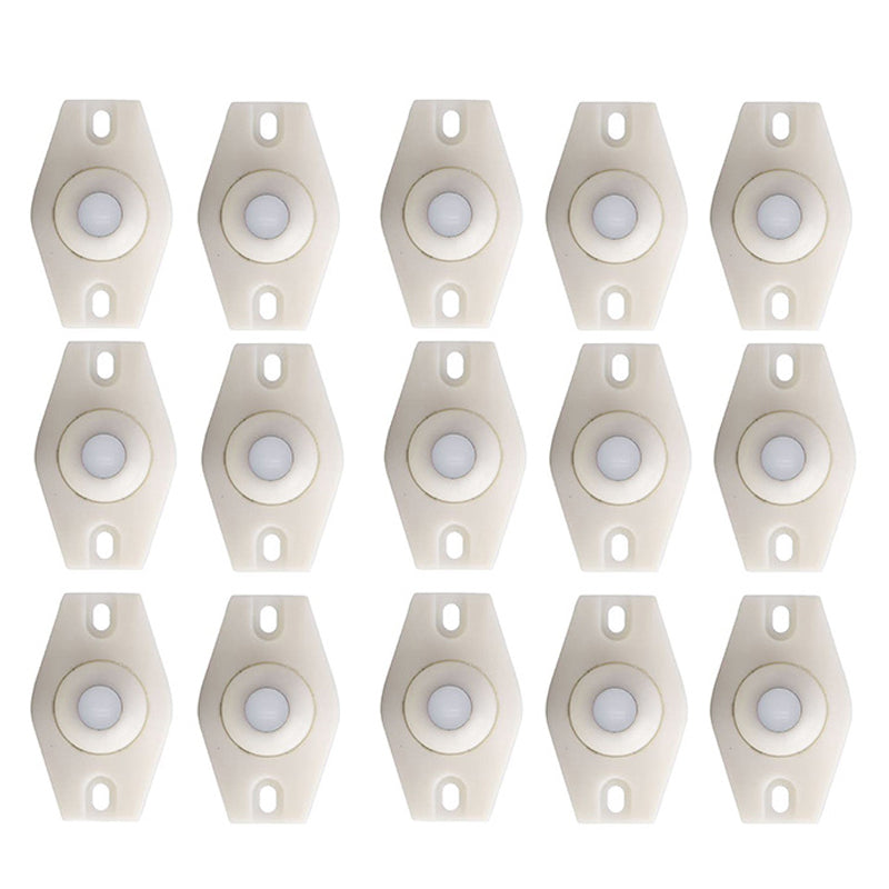 A set of Arenzza universal 360° rotating self-adhesive wheels for houseware and kitchen items, showing the wheels attached to various surfaces.