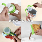 Arenzza seal and pour food storage bag clip in use, keeping bags airtight and secure for fresh kitchen storage.